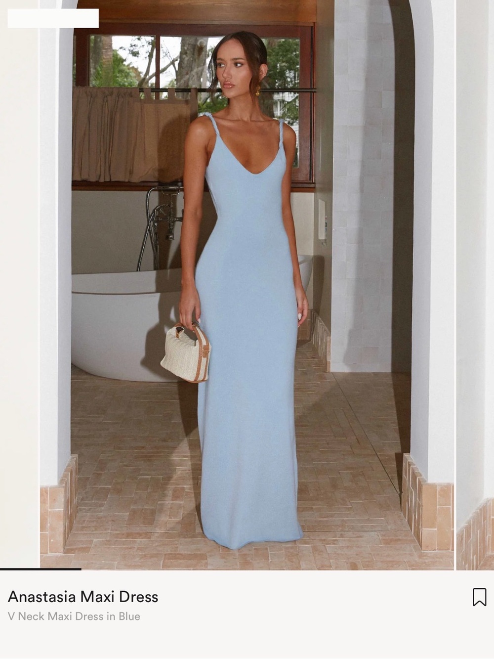 Peppermayo Anastasia V-Neck Maxi Dress in Light Blue